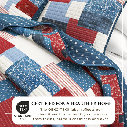 Americana Patchwork Microfiber Quilt Set – Lowel Collection – view 2
