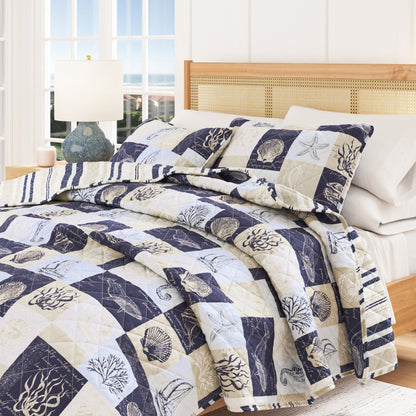 Caspian Collection Coastal Patchwork Quilt Set – view 6