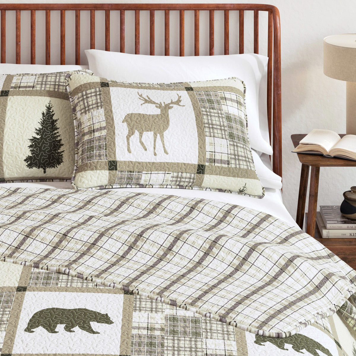 Reversible Plaid Lodge Quilt Set with Shams – Stonehurst Collection – view 6