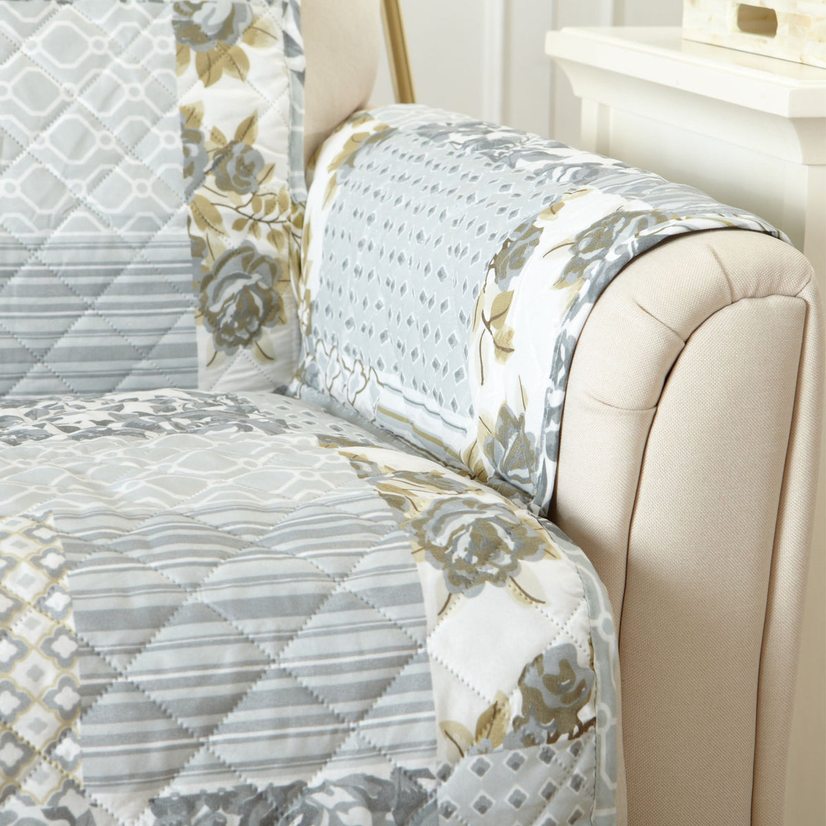 Reversible Patchwork Furniture Protector – Langdon Collection Sofa Cover – view 46