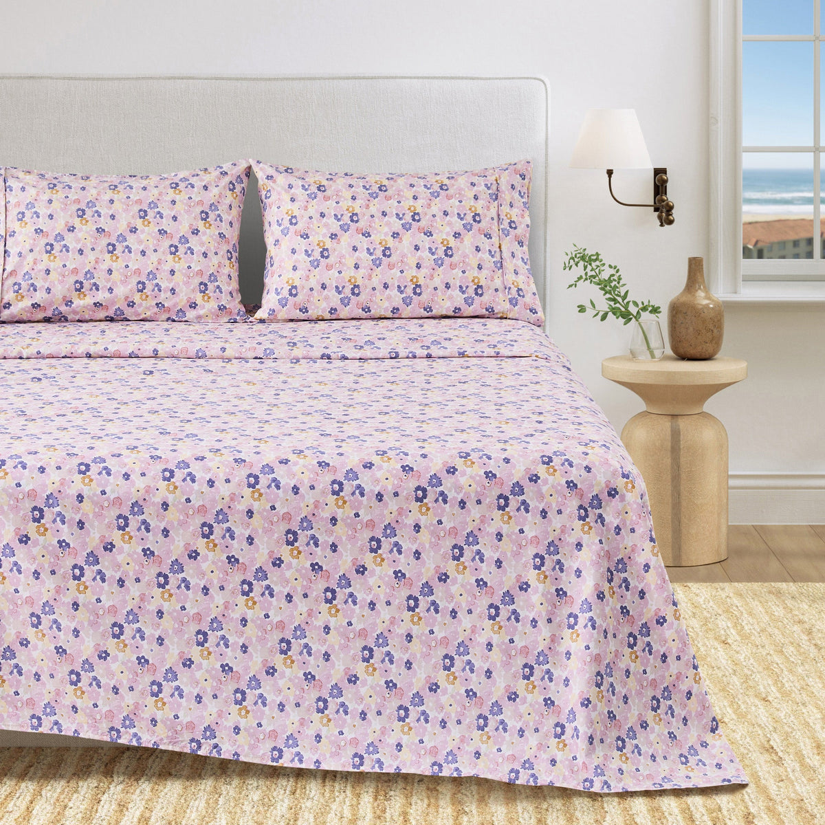 Watercolor Floral Microfiber Sheet Set – Delia Collection – view 56