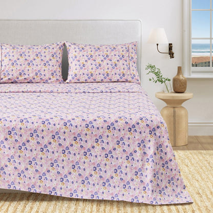 Watercolor Floral Microfiber Sheet Set – Delia Collection – view 56