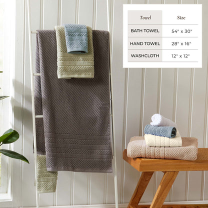 100% Cotton Checkered Jacquard Bath Towel Set – Giuliana Collection – view 88