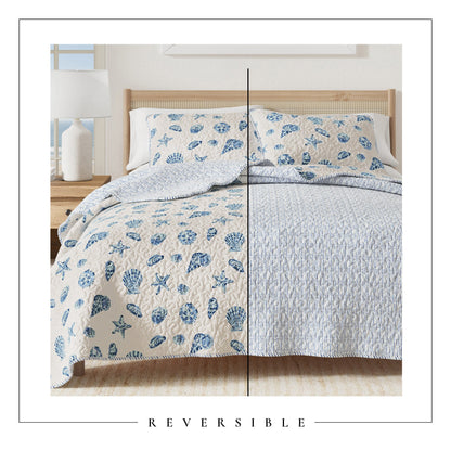 Bali Collection Blue Shells and Coral Coastal Quilt Set – view 4