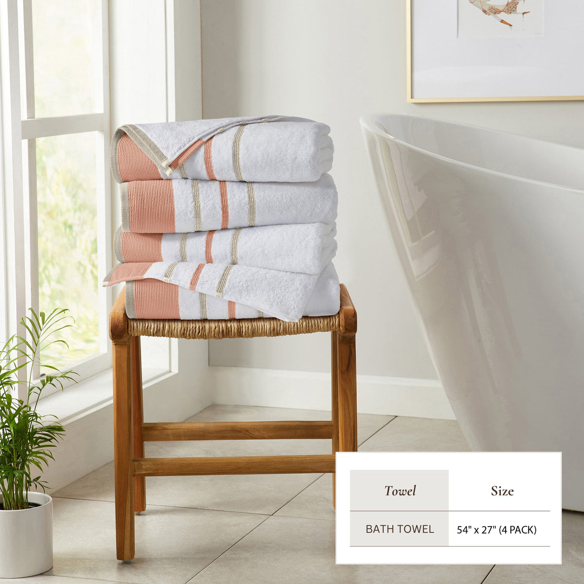 Decorative Cotton Stripe Bath Towel Set – Noelle Collection – view 88