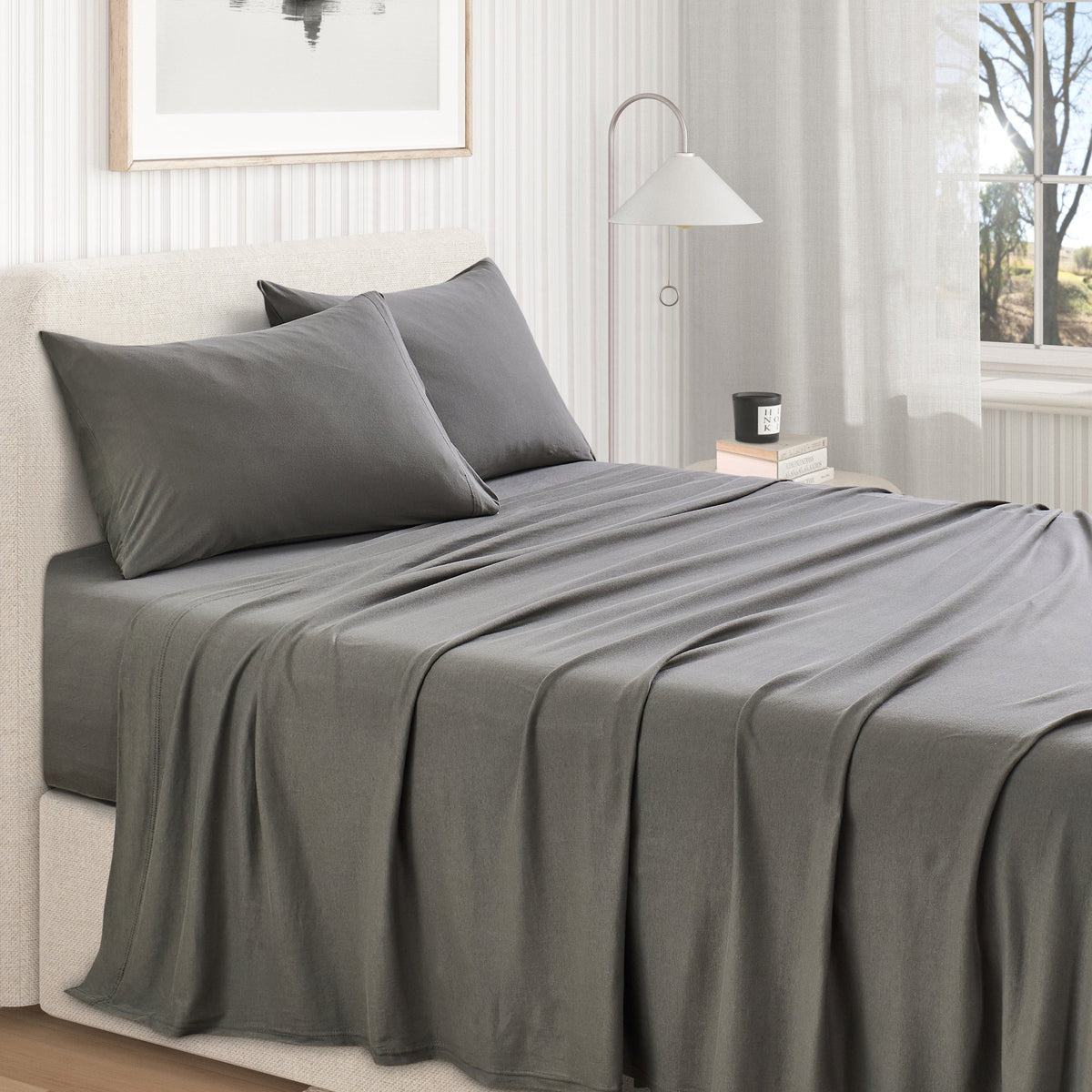 100% Organic Cotton Jersey Knit Sheet Set, Soft and Stretchy – view 30