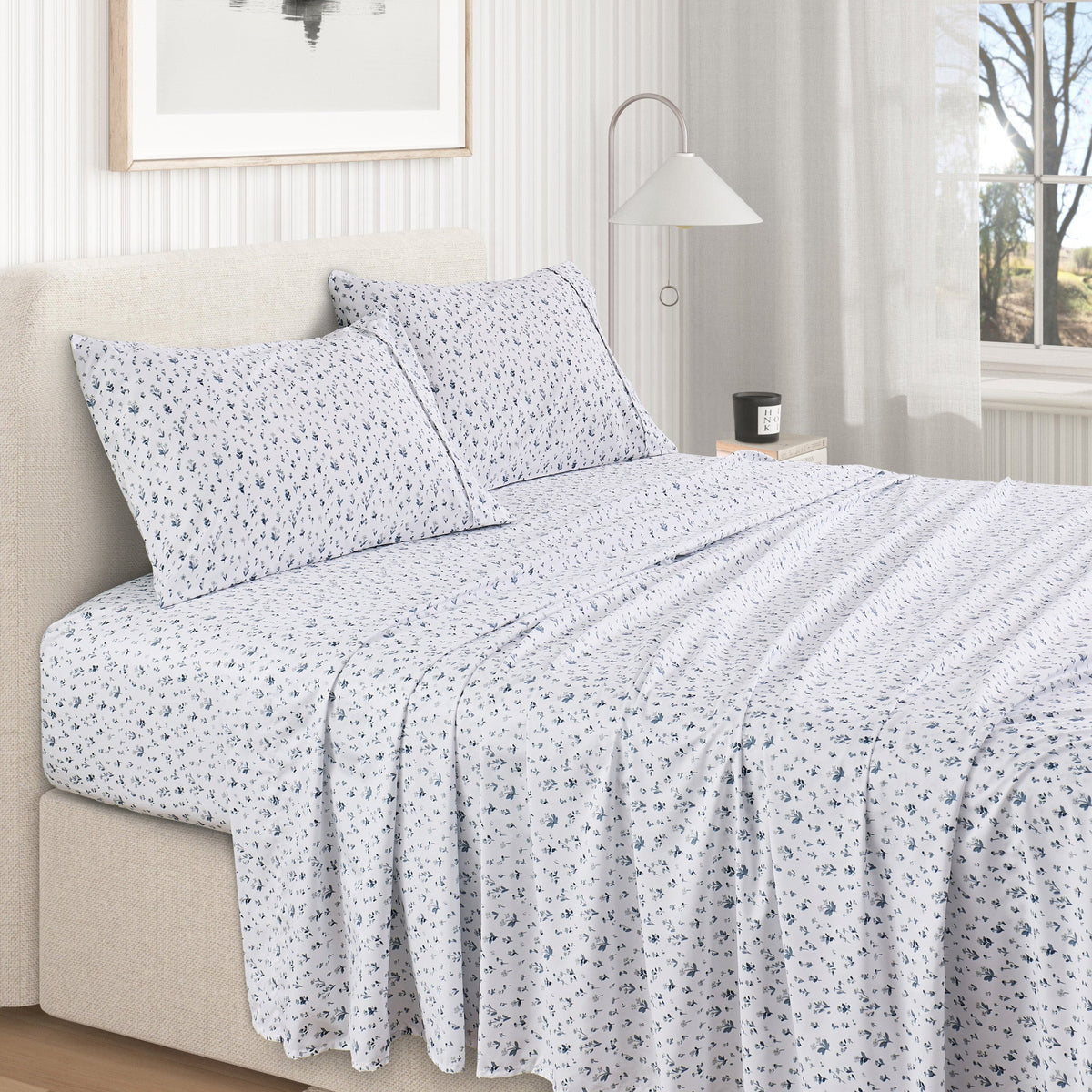 Watercolor Floral Microfiber Sheet Set – Delia Collection – view 49