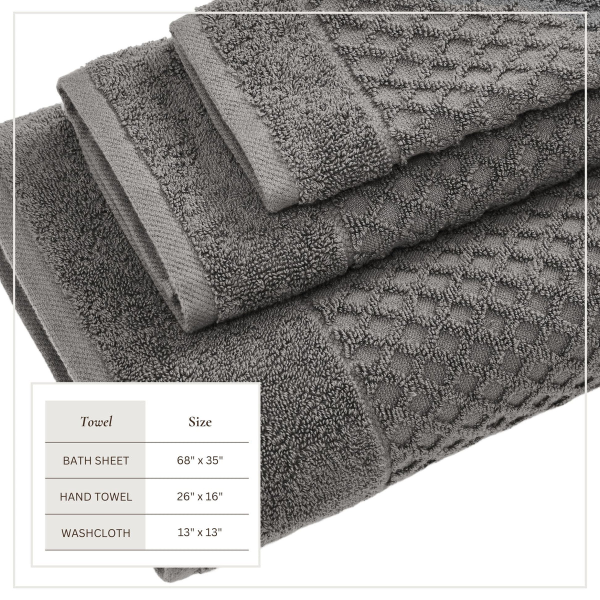 Cotton Diamond Waffle Weave Bath Towel Set – Grayson Collection – view 156