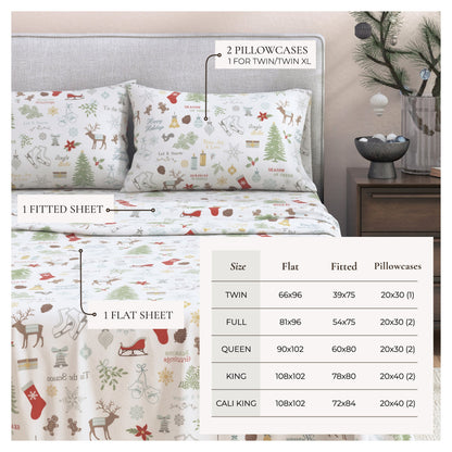 Turkish Cotton Christmas Flannel Sheet Set – Whittaker Collection – view 20