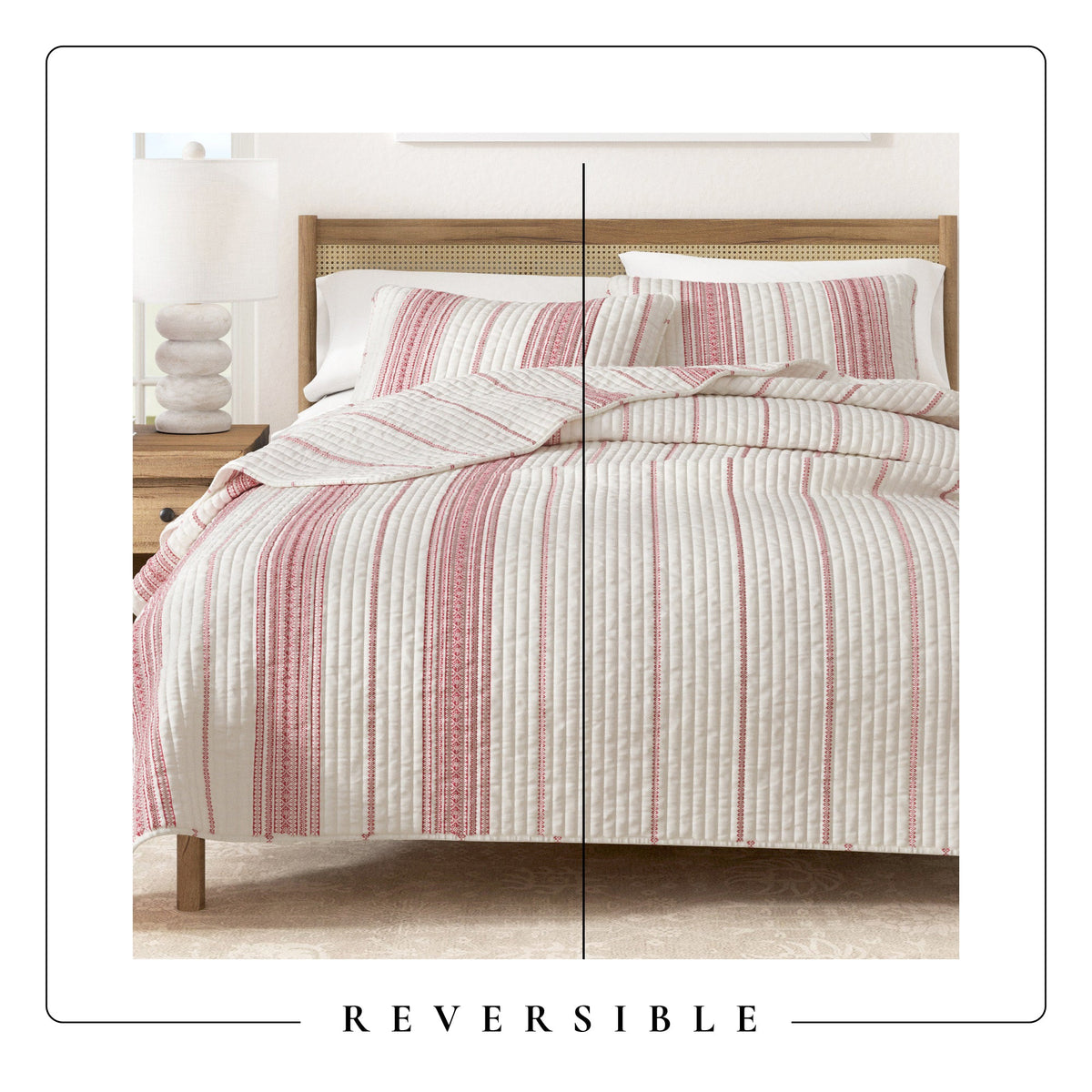 Classic Farmhouse Stripe Reversible Quilt Set – Wesley Collection – view 17