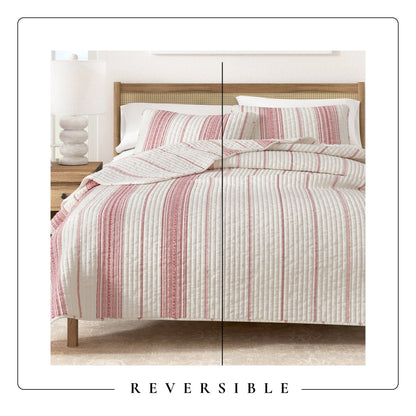 Classic Farmhouse Stripe Reversible Quilt Set – Wesley Collection – view 17