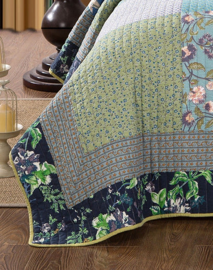 Bohemian Tropical Calla Lily Cotton Quilted Patchwork Bedspread Set – view 2