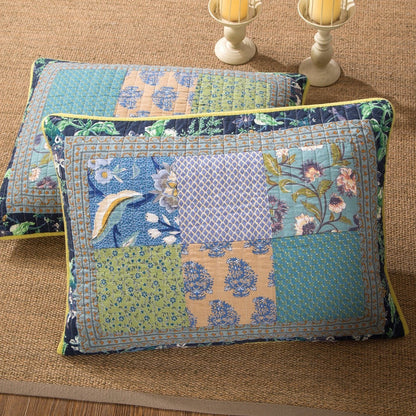 Bohemian Tropical Calla Lily Cotton Quilted Patchwork Bedspread Set – view 6