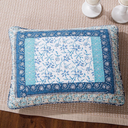 Blue Elegance Floral Cotton Patchwork Bedspread Coverlet Quilt Set – view 7