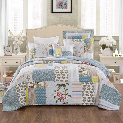 Sky Breeze Pastel Blue Cotton Patchwork Quilt Set – view 7