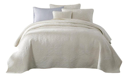 Vanilla Cream Ivory Paisley Damask Matelassé Cotton Quilt Set – view 13