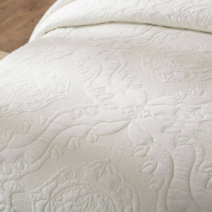 Vanilla Cream Ivory Paisley Damask Matelassé Cotton Quilt Set – view 6