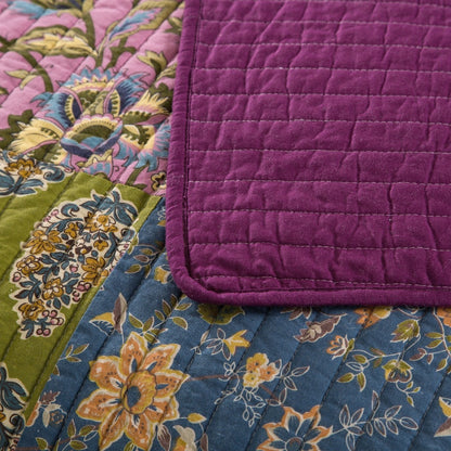 Bohemian Carnival Garden Cotton Quilted Patchwork Bedspread Set – view 3