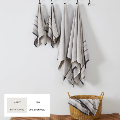 Decorative Cotton Stripe Bath Towel Set – Noelle Collection – view 100