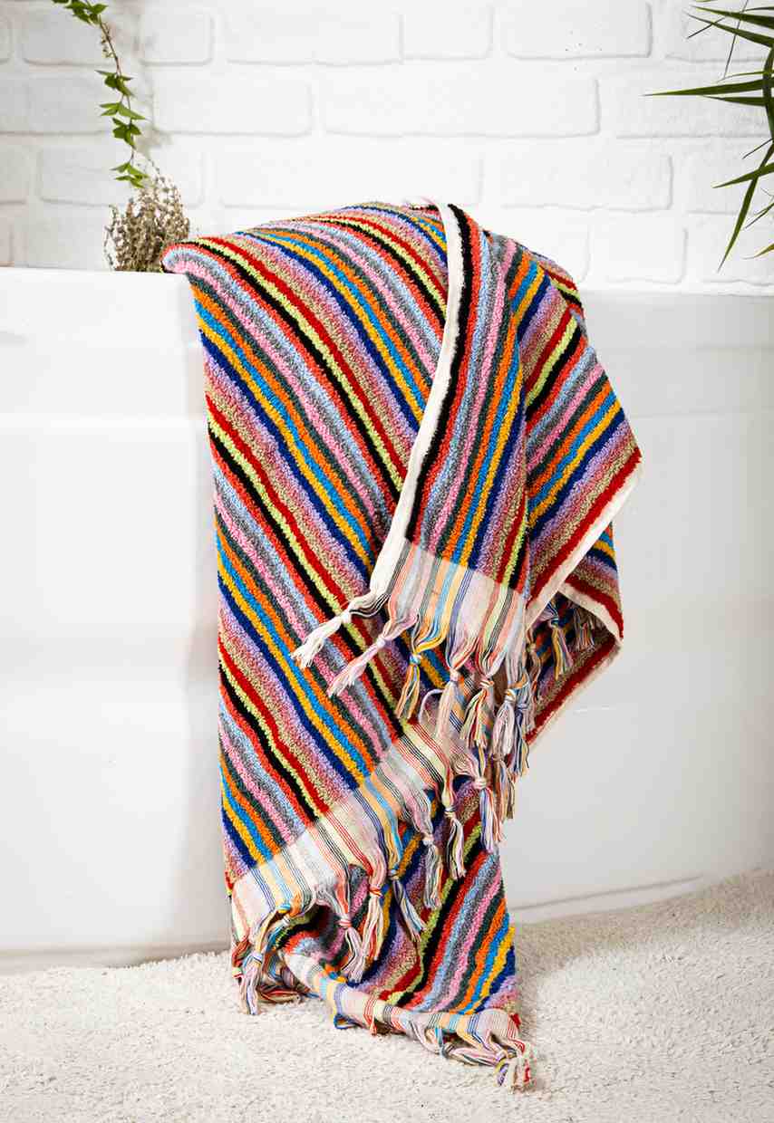 Organic Cotton Striped Bath Towel, Jacquard Woven 36 x 72 Inch – view 11