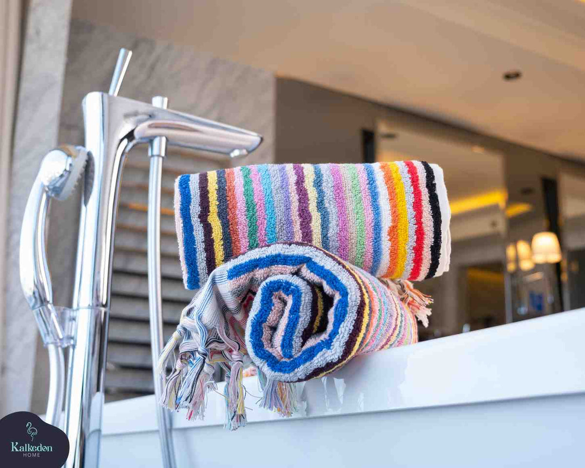 Striped Organic Turkish Cotton Hand Towel, Long 17 x 35 Inch – view 28