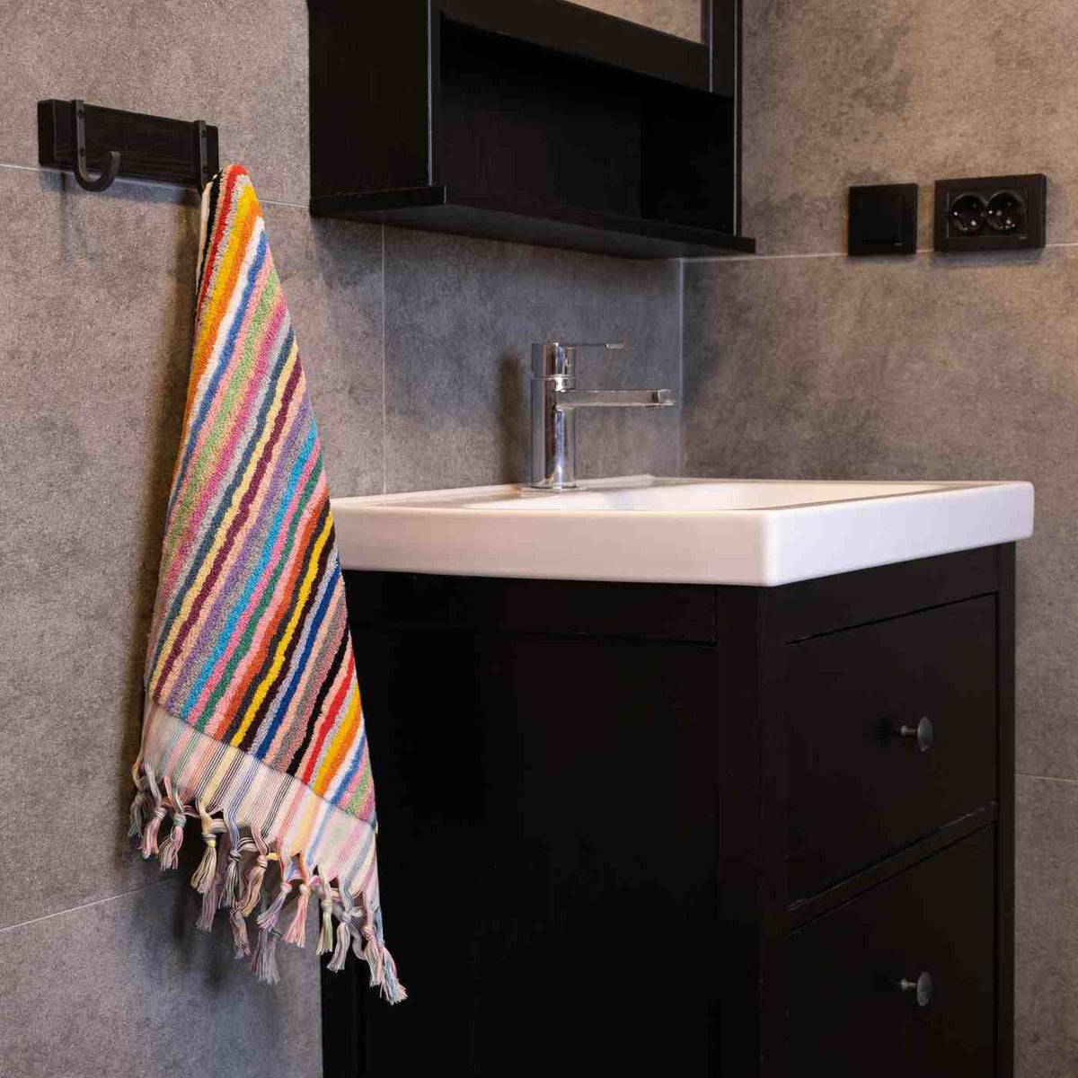 Striped Organic Turkish Cotton Hand Towel, Long 17 x 35 Inch – view 31
