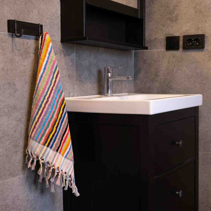 Striped Organic Turkish Cotton Hand Towel, Long 17 x 35 Inch – view 31