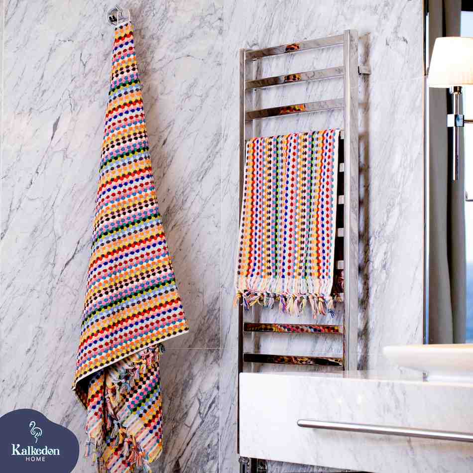 Pom Pom Organic Turkish Cotton Bath Towel, Oversized 550 GSM Jacquard – view 19