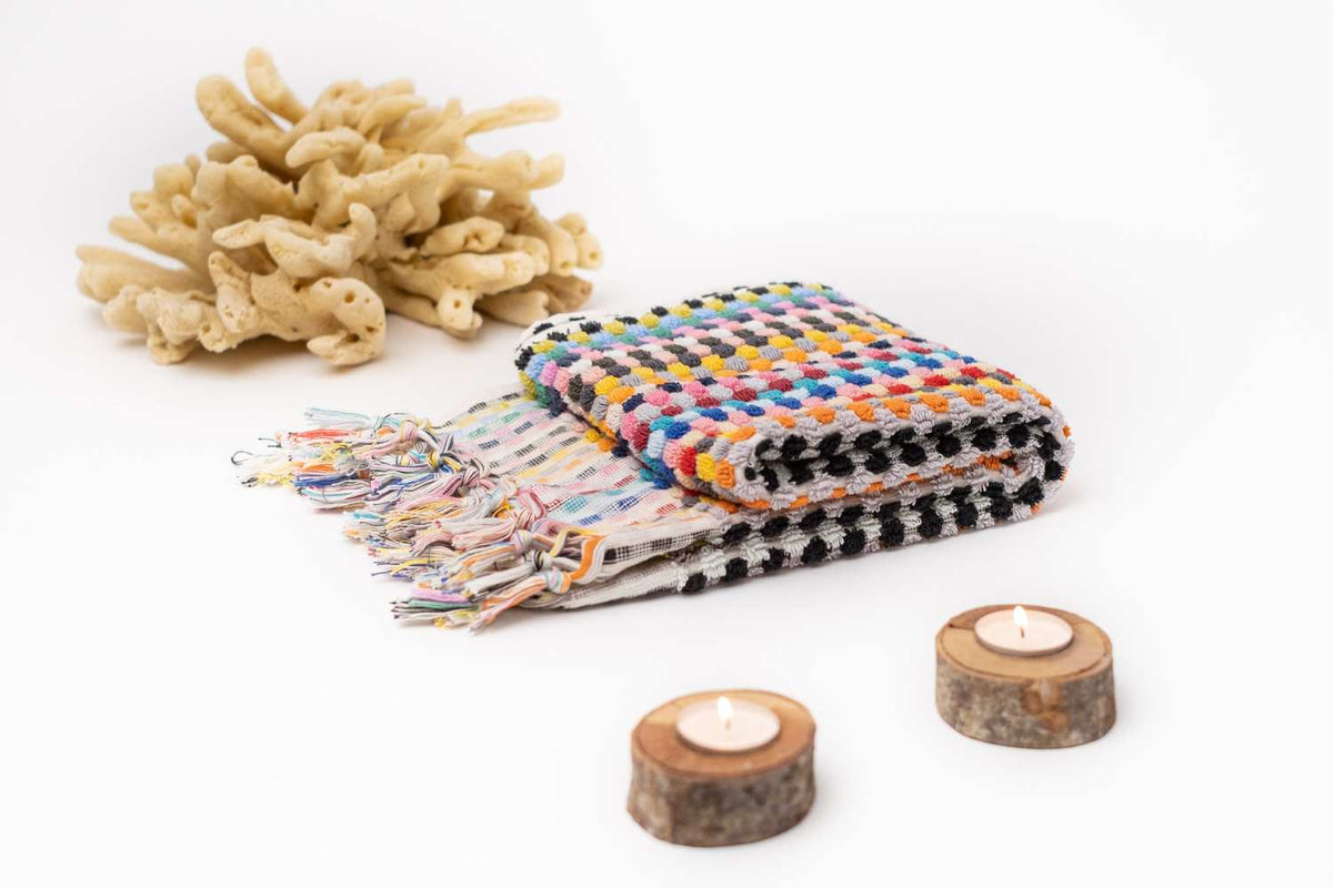 Pom Pom Organic Turkish Cotton Hand Towel, Handwoven 17 x 35 Inch – view 22