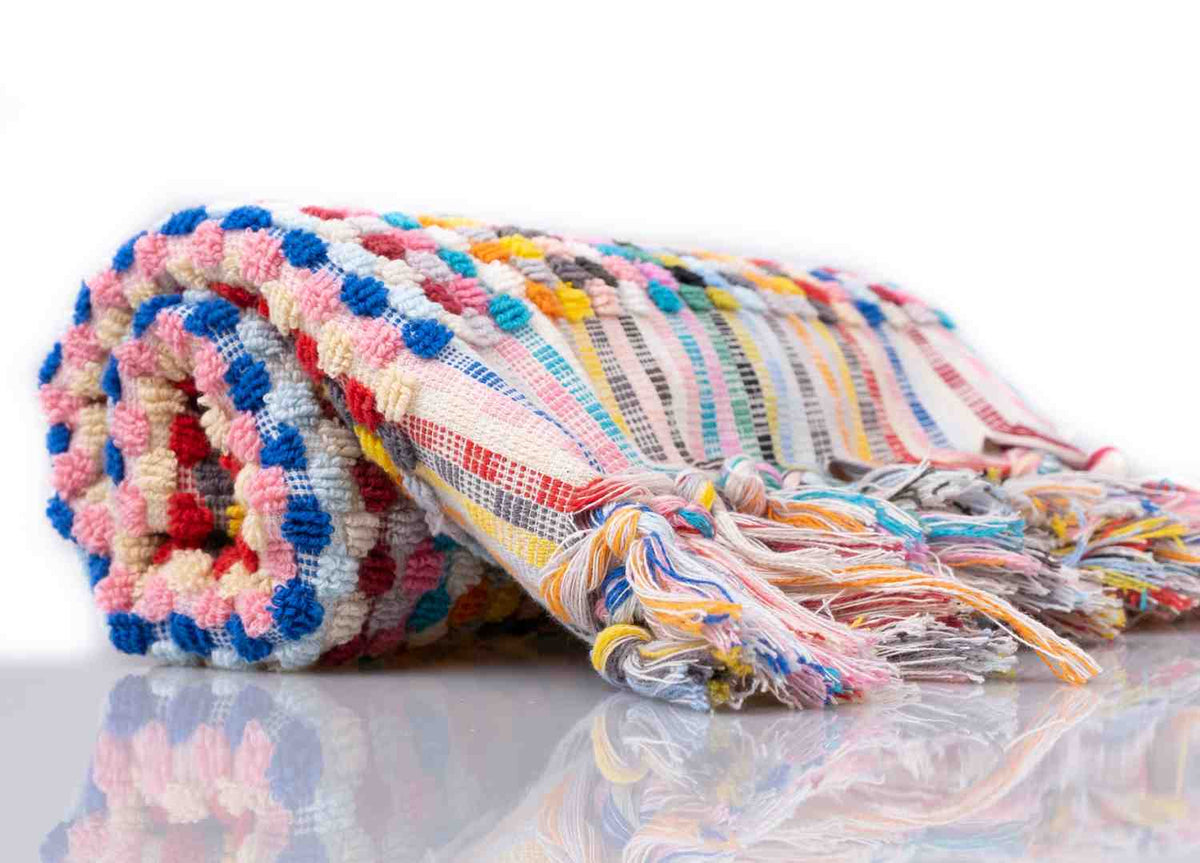 Pom Pom Organic Turkish Cotton Hand Towel, Handwoven 17 x 35 Inch – view 26