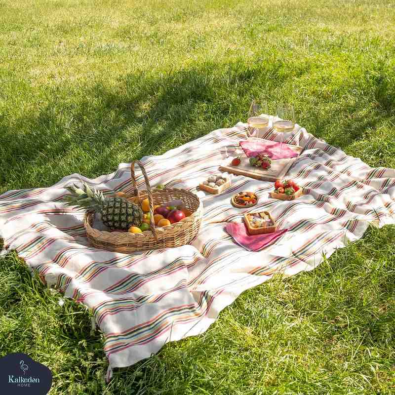 Rainbow Handwoven Turkish Cotton Jacquard Blanket, 38 x 68 Inch – view 3