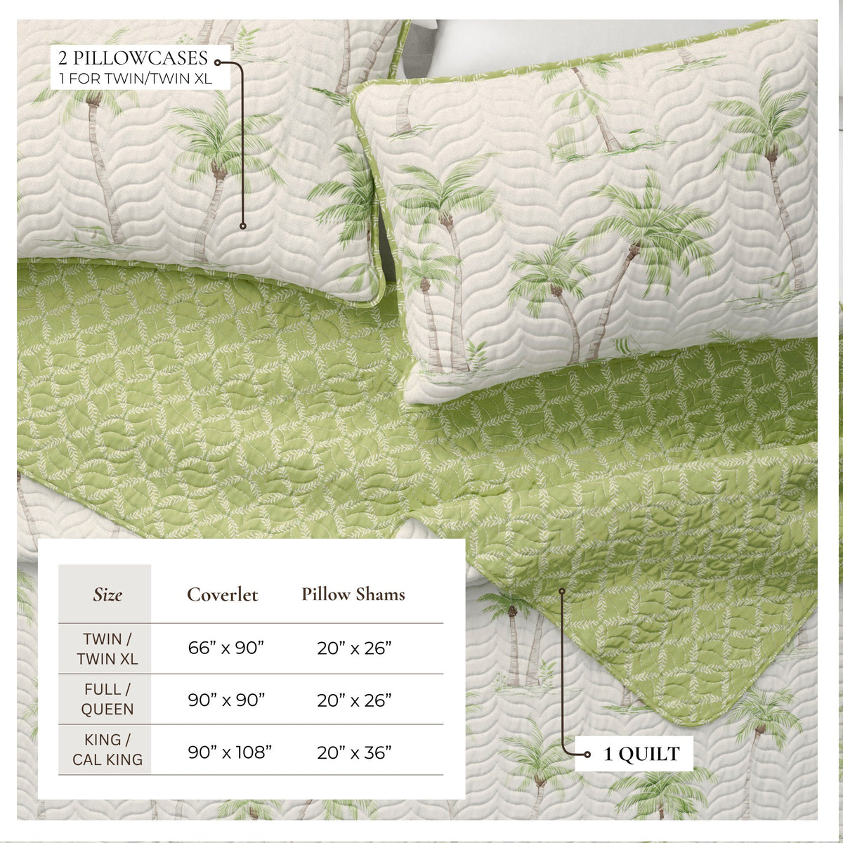 West Palm Trees Coastal Microfiber Quilt Set – Coronado Collection – view 3