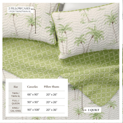 West Palm Trees Coastal Microfiber Quilt Set – Coronado Collection – view 3