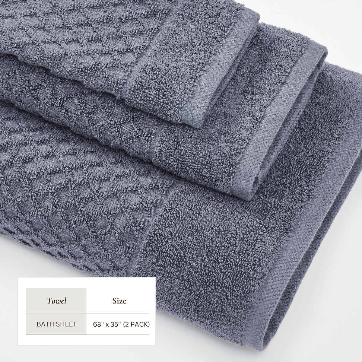 Cotton Diamond Waffle Weave Bath Towel Set – Grayson Collection – view 197