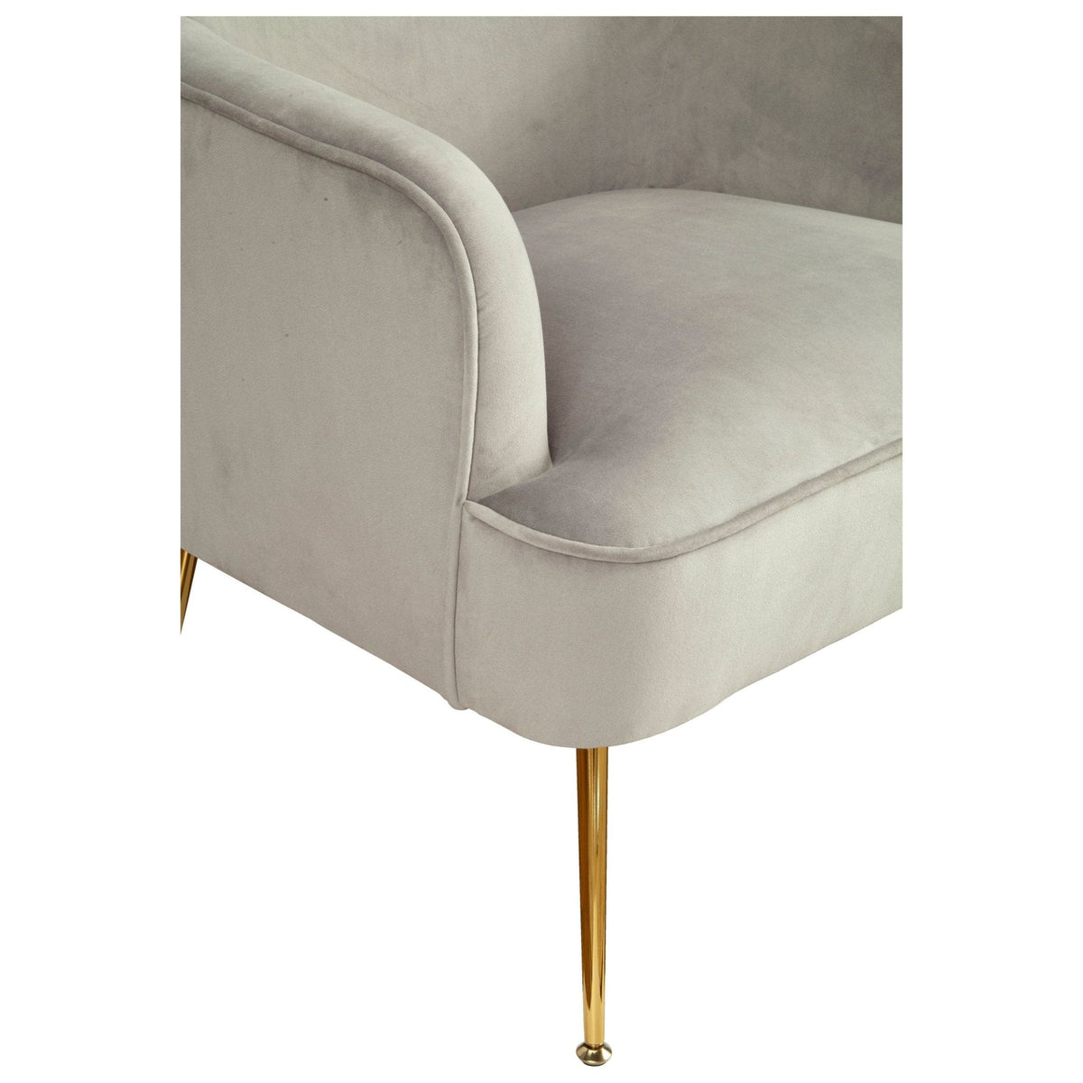 Rebecca Velvet Leisure Accent Chair with Gold Legs, Grey – view 7