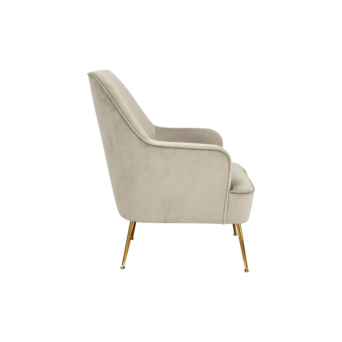 Rebecca Velvet Leisure Accent Chair with Gold Legs, Grey – view 6