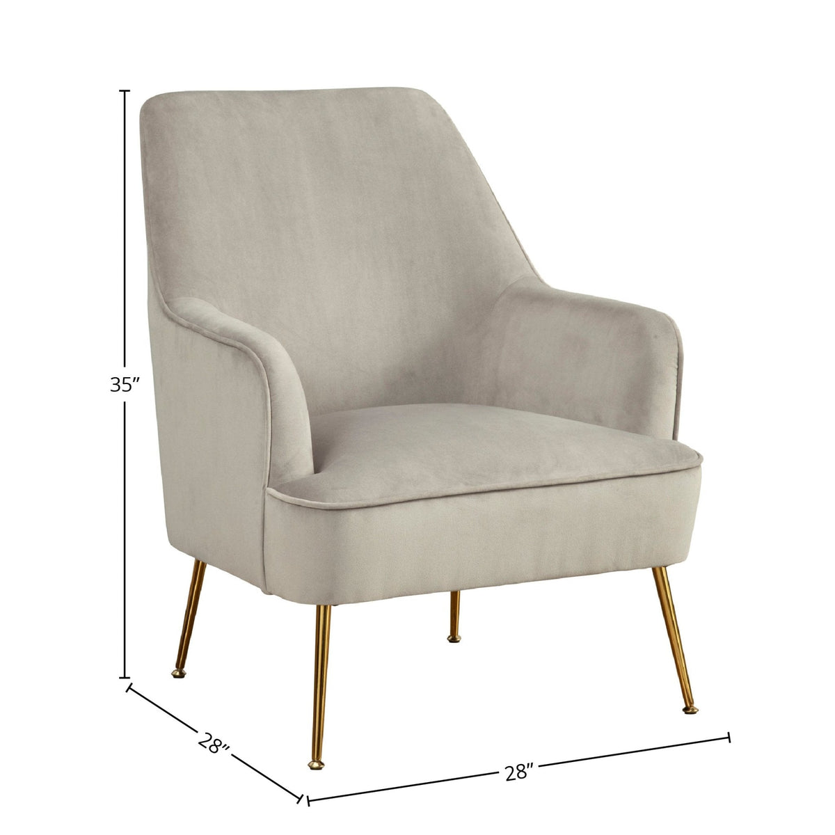 Rebecca Velvet Leisure Accent Chair with Gold Legs, Grey – view 9