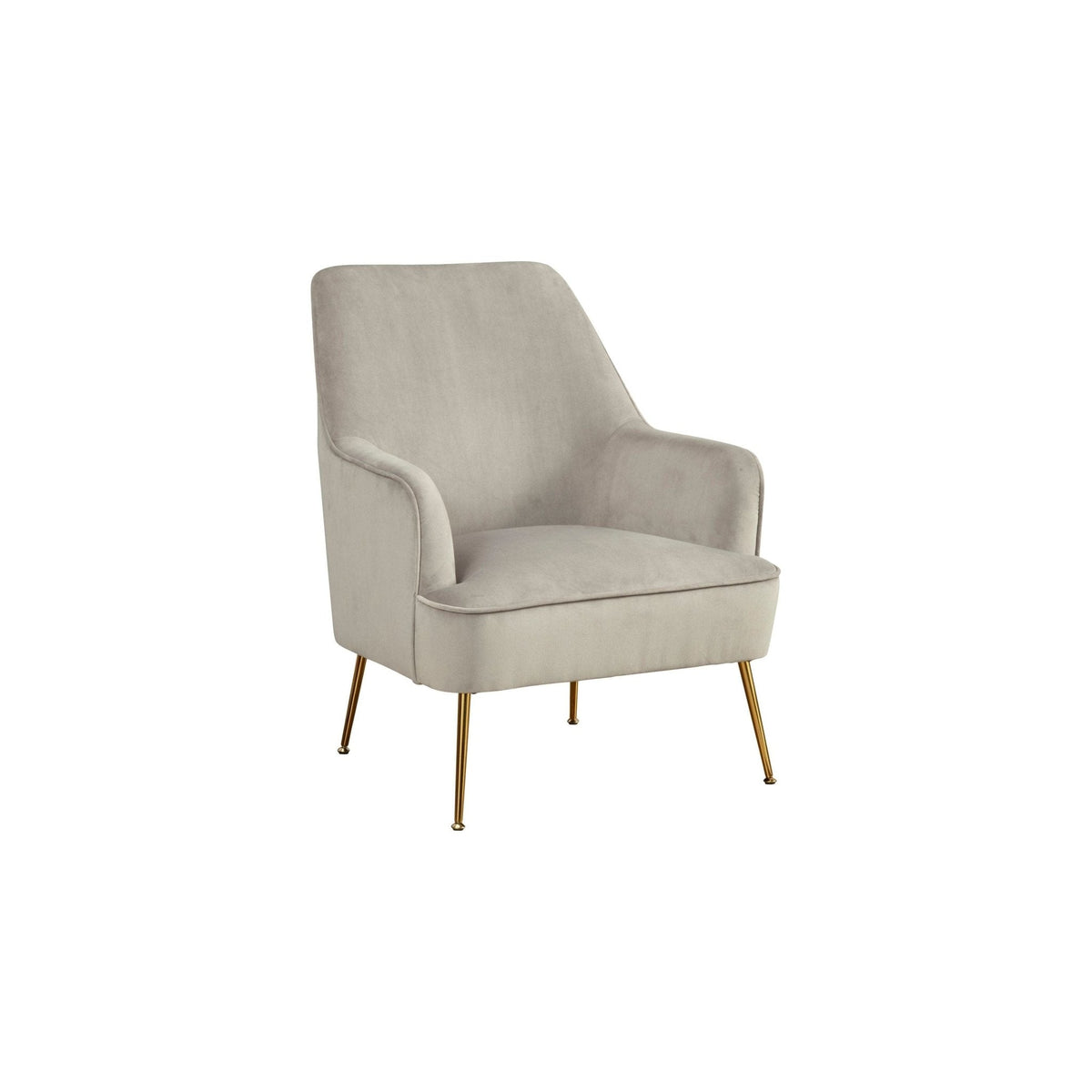 Rebecca Velvet Leisure Accent Chair with Gold Legs, Grey – view 4