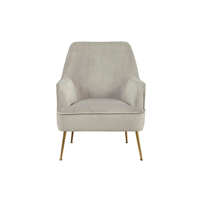 Rebecca Velvet Leisure Accent Chair with Gold Legs, Grey – view 5