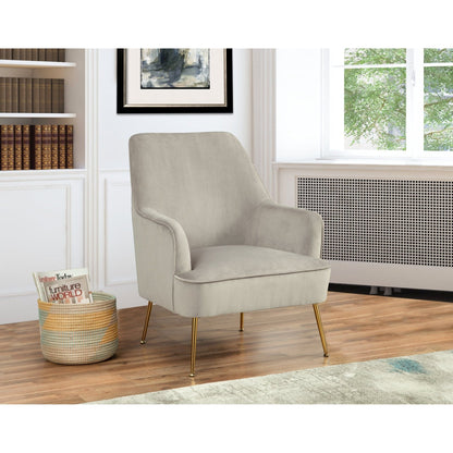 Rebecca Velvet Leisure Accent Chair with Gold Legs, Grey – view 3