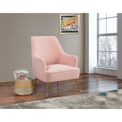 Rebecca Velvet Leisure Accent Chair with Gold Legs, Pink – view 2