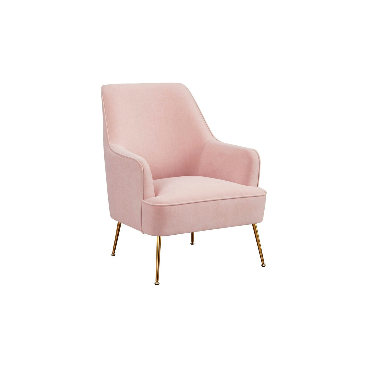 Rebecca Velvet Leisure Accent Chair with Gold Legs, Pink – view 3