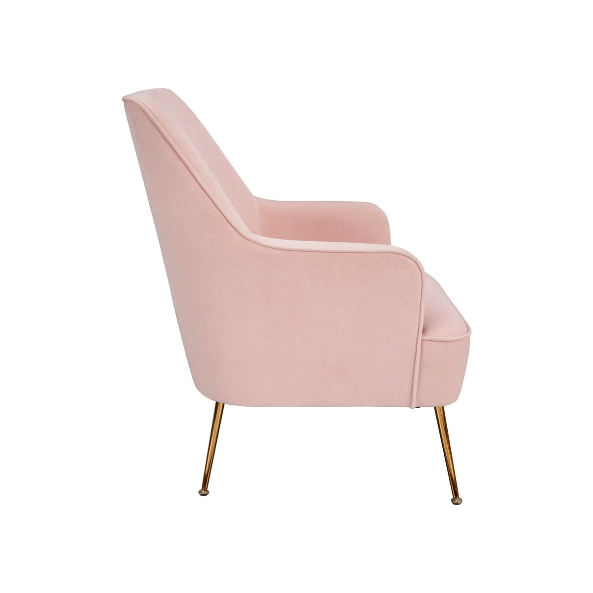 Rebecca Velvet Leisure Accent Chair with Gold Legs, Pink – view 5
