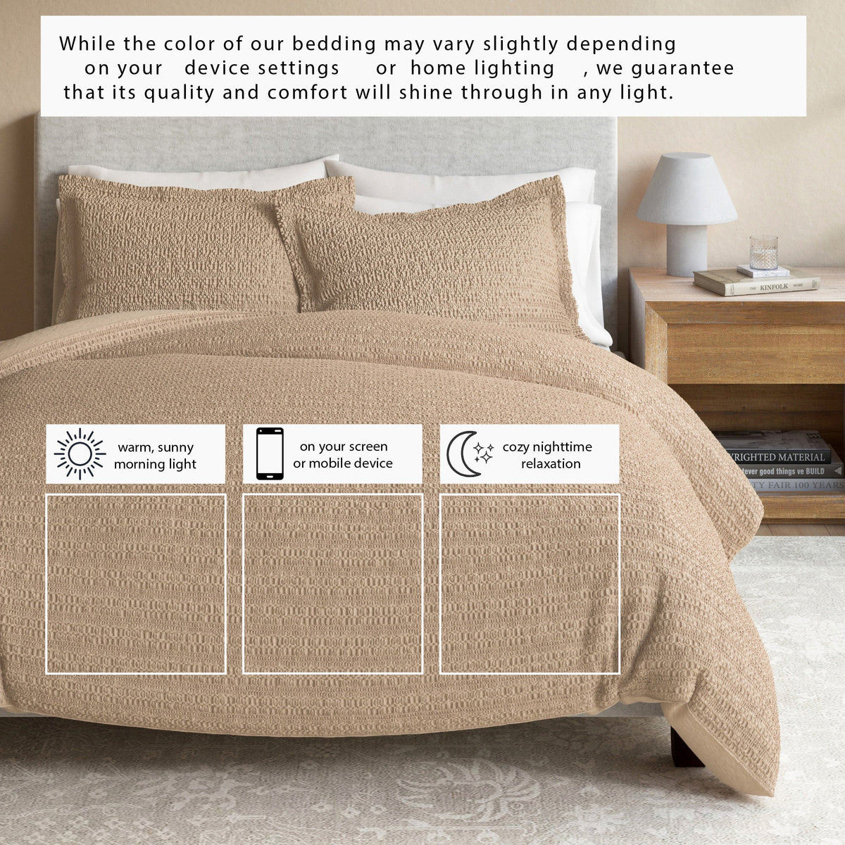 Cotton Honeycomb Waffle Weave Duvet Cover Set – Mattea Collection – view 18