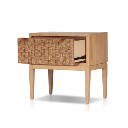 Roxanna Coastal Natural Nightstand with Seagrass Drawer Front – view 5