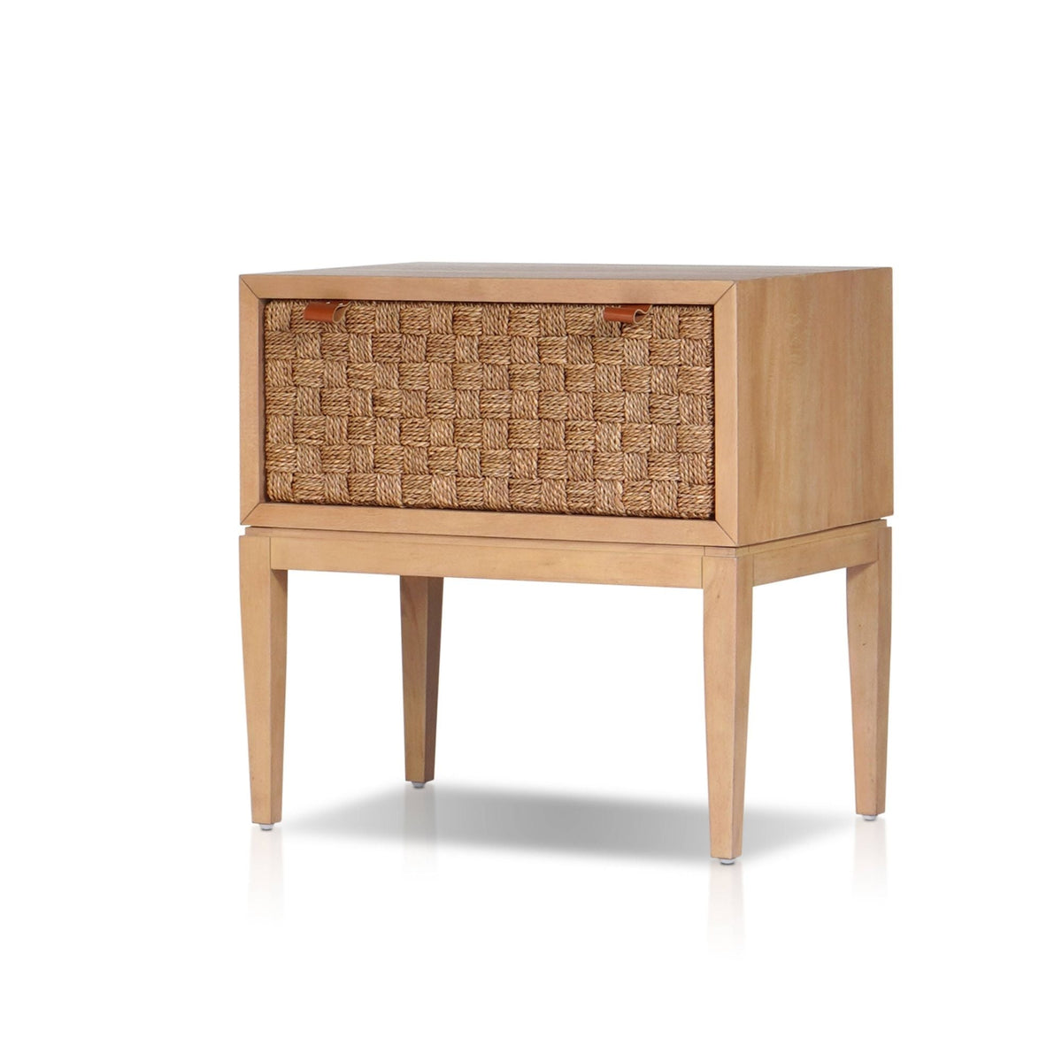 Roxanna Coastal Natural Nightstand with Seagrass Drawer Front – view 4