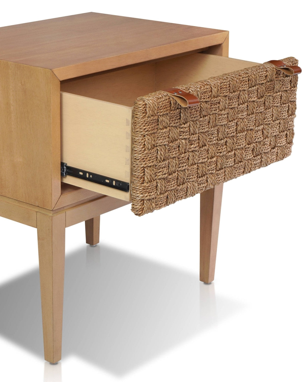 Roxanna Coastal Natural Nightstand with Seagrass Drawer Front – view 6