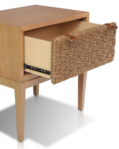 Roxanna Coastal Natural Nightstand with Seagrass Drawer Front – view 6