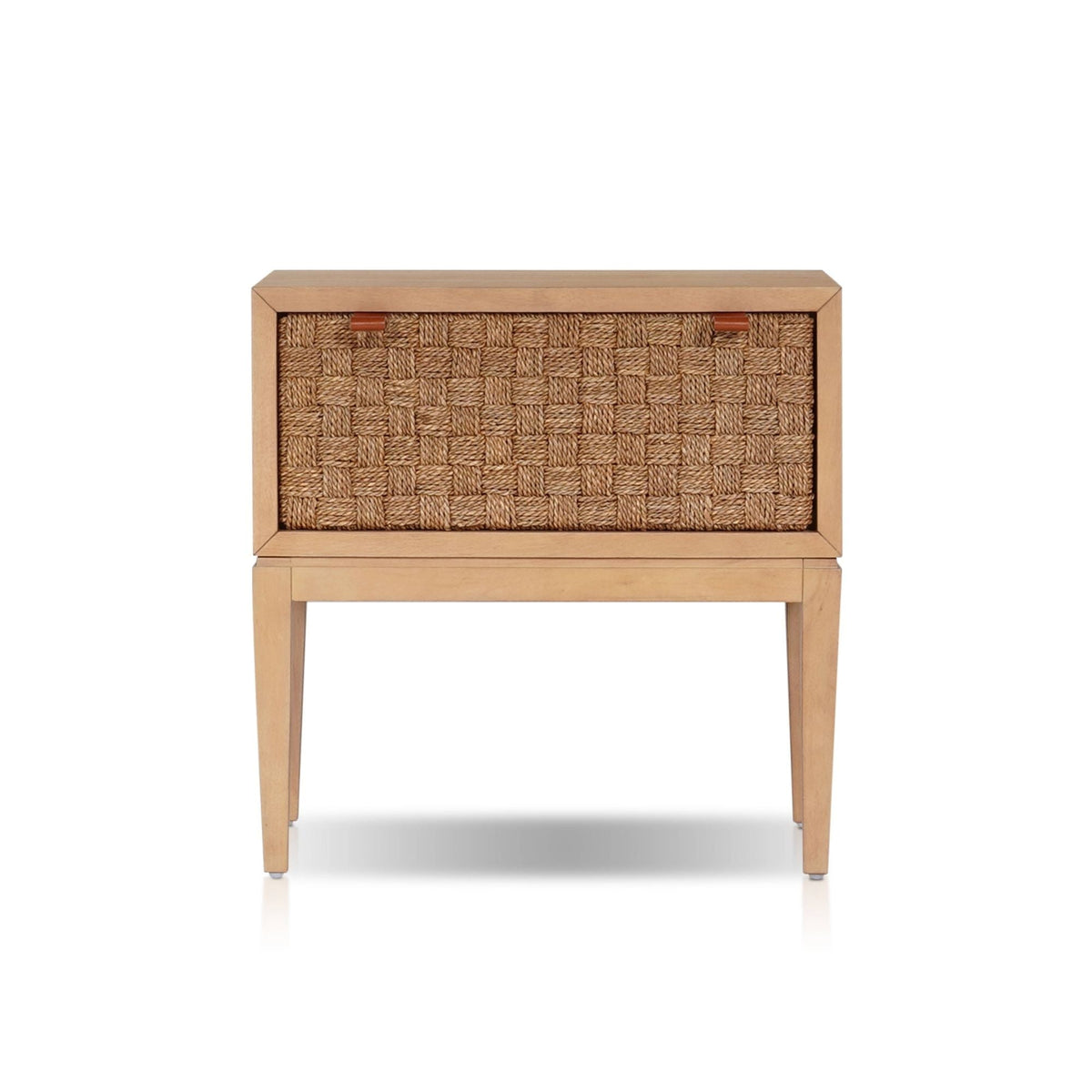 Roxanna Coastal Natural Nightstand with Seagrass Drawer Front – view 3