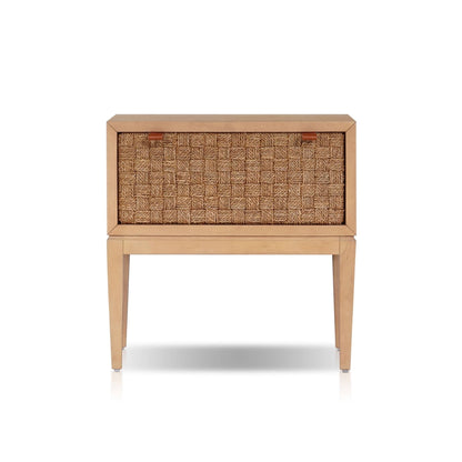 Roxanna Coastal Natural Nightstand with Seagrass Drawer Front – view 3